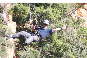 HANGING LOOSE: Ian Bailey canopy touring in the Ranges outside Johannesburg.