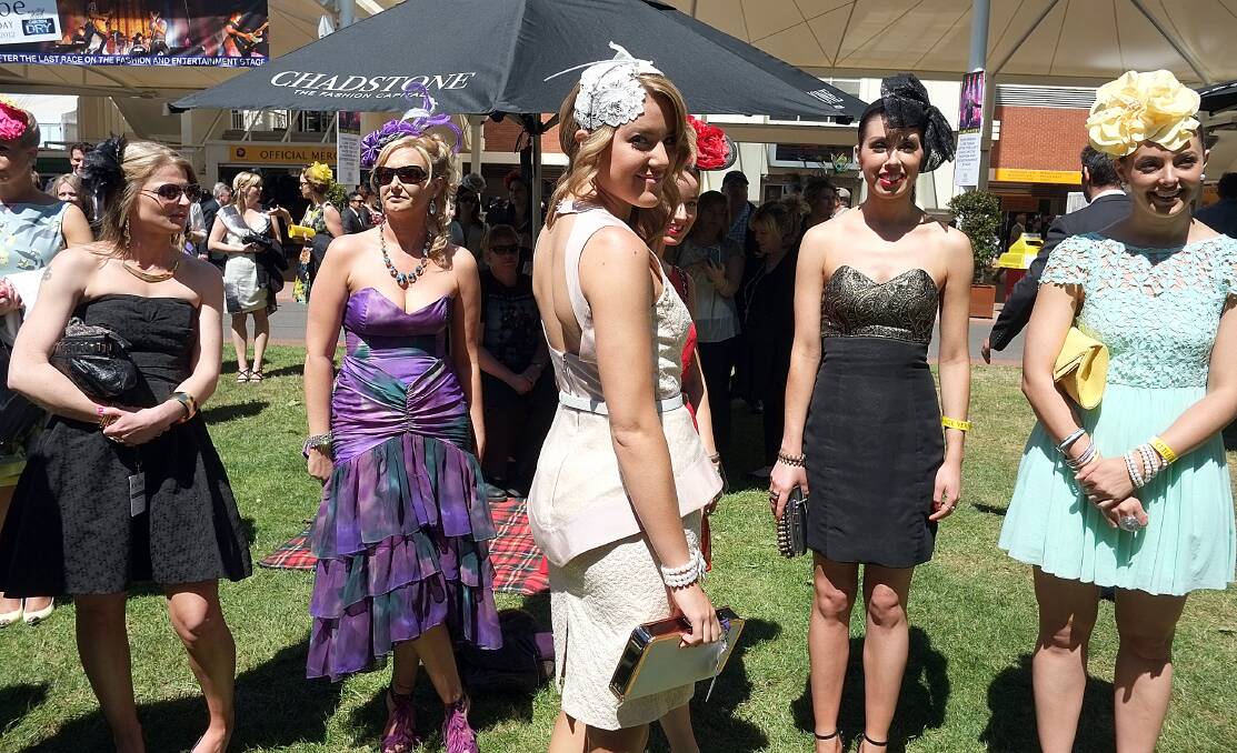 Photo of ladies attending the Beck Caulfield Guineas Day on Saturday October 13, 2012. Photo: The Sunday Age/Luis Enrique Ascui
