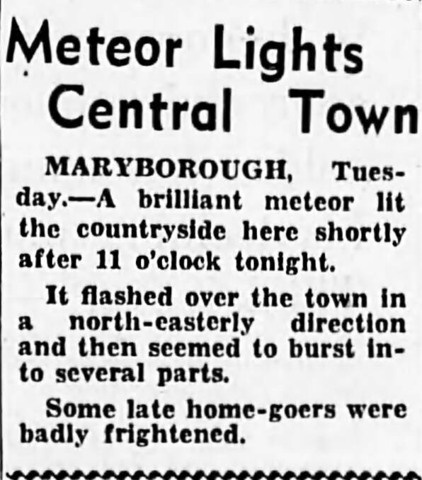 The Age reported a meteor over Maryborough in June 1951. Picture: THE AGE LIBRARY
