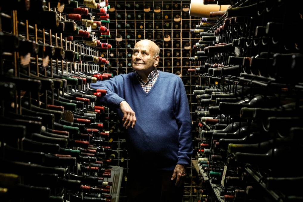 Wine guru James Halliday among some of his collection after more than 60 years in the industry. Picture: Supplied