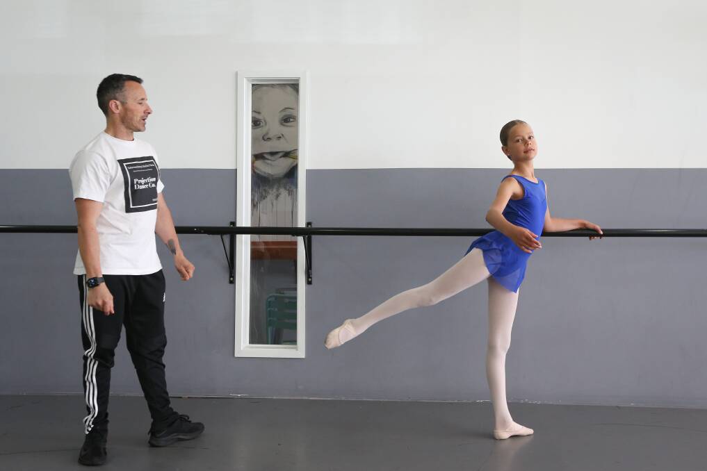ROYAL FLUSH: Tim Podesta instructs Scarlet Maloney, 10, who has been invited to join the Royal Ballet School in April. Picture: JAMES WILTSHIRE