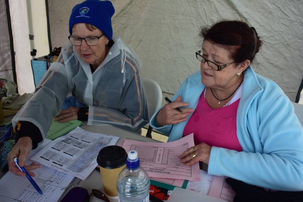 Keeping track: Sue Digney and Jenny Griffiths watched all of the games and recorded the important details during the tournament. 