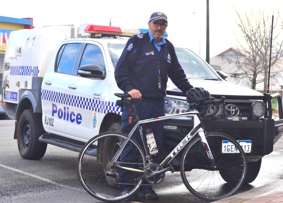Cycle buddy: Collie Police Officer in Charge Heath Soutar will take on the WA Police Legacy Karratha to Broome Bike Ride next month. Photo: Collie Mail. 