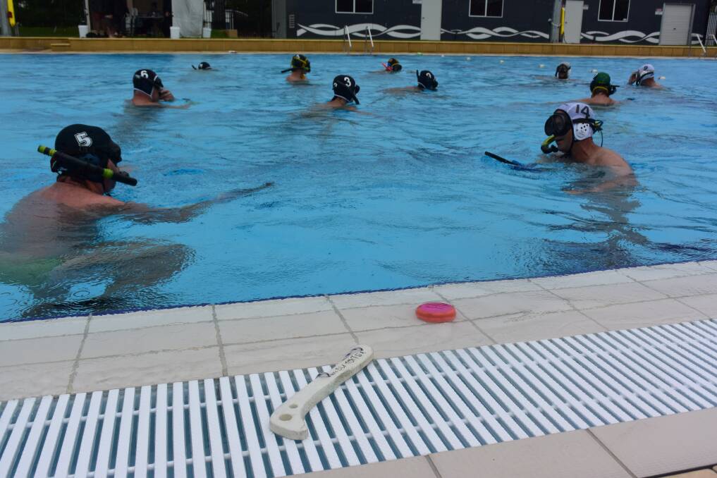 Working to win: The senior underwater hockey teams delivered several intense and entertaining matches in the Collie Cup. 