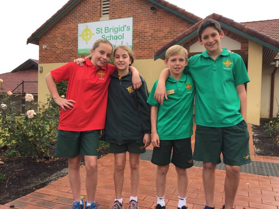 Thrilled to win: St Brigid's Primary School students/Cross Country Carnival participants Lilly Smith, Tahlia Pola, Jesse Munday, and Cruz McCagh (all 11). Photo: Collie Mail. 