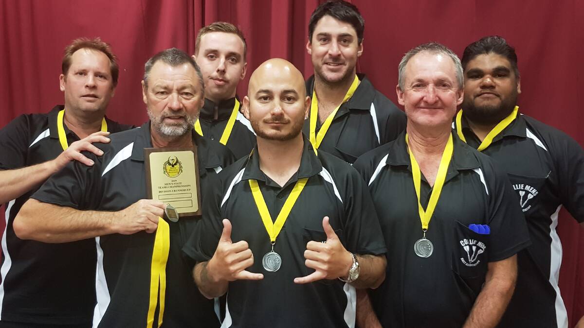 Silver medallists: Collie Men's Darts Association's Collie 1 team following their silver medal win at the state championships. Photo: Supplied.