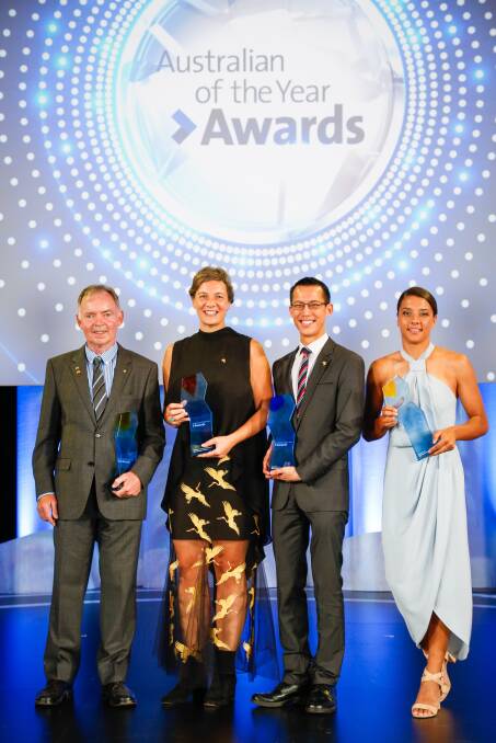 This year's winners: 2018 Australian of the Year Award recipients Dr Graham Farquhar, Professor Michelle Simmons, Eddie Woo and Samantha Kerr.