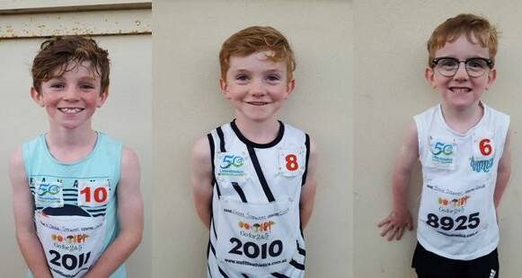 Great work:  Noah, Xavier and Billy Stewart are dominating the Little Athletics records at the Collie centre.