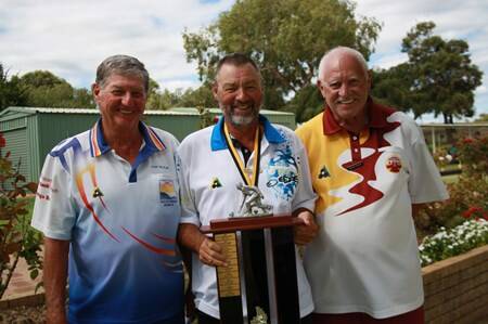 Tournament winner Gary Keep from the Collie Bowling Club with his trophy from the State Over 60 Singles championship. Photo supplied.
