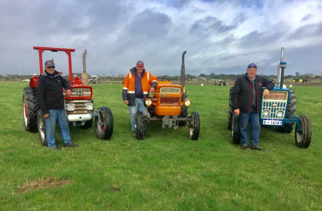VINTAGE VICTORY: Don Tomlinson, Russell Mehrtens and Gerald Richings all shone at recent ploughing championships. Photo contributed.