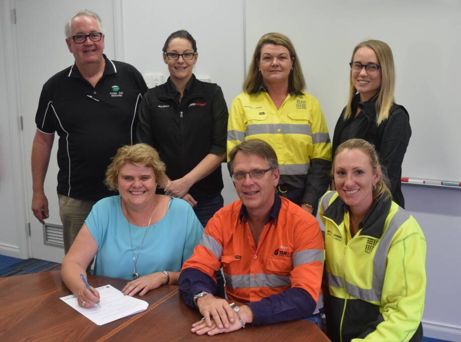 Local industry representatives visited Collie Senior High School recently to renew the Collie Education and Trades Alliance. Photo: Ashley Bolt