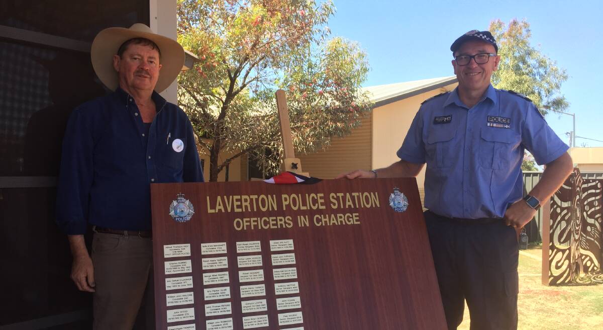 Senior Sergeant Heath Soutar with the honour board he completed while serving as the officer in charge of the Laverton Police Station. He's hoping to complete a similar project for the Collie Police Station. Photo: supplied