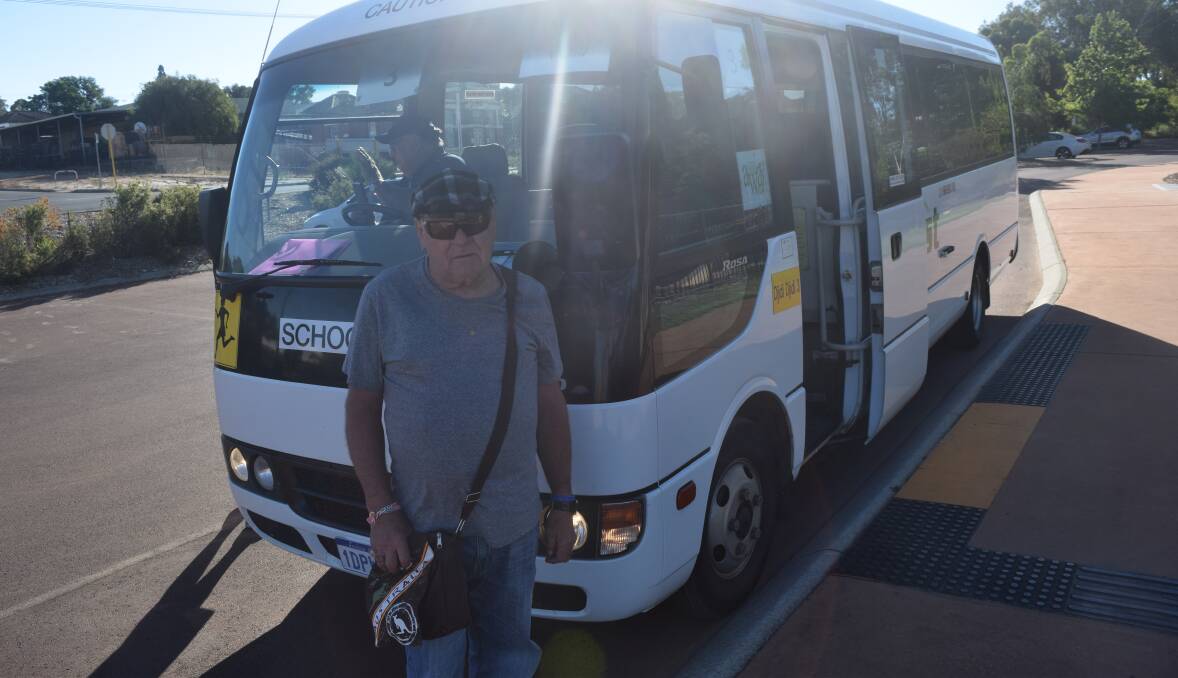 Collie local George Bagshaw was one of the passengers to utilise the Runaway Bus service in its first week back. Photo by Ashley Bolt.