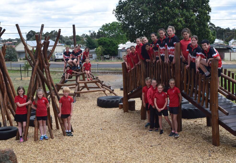 Students at Amaroo Primary School enjoying their new 'nature playground'.