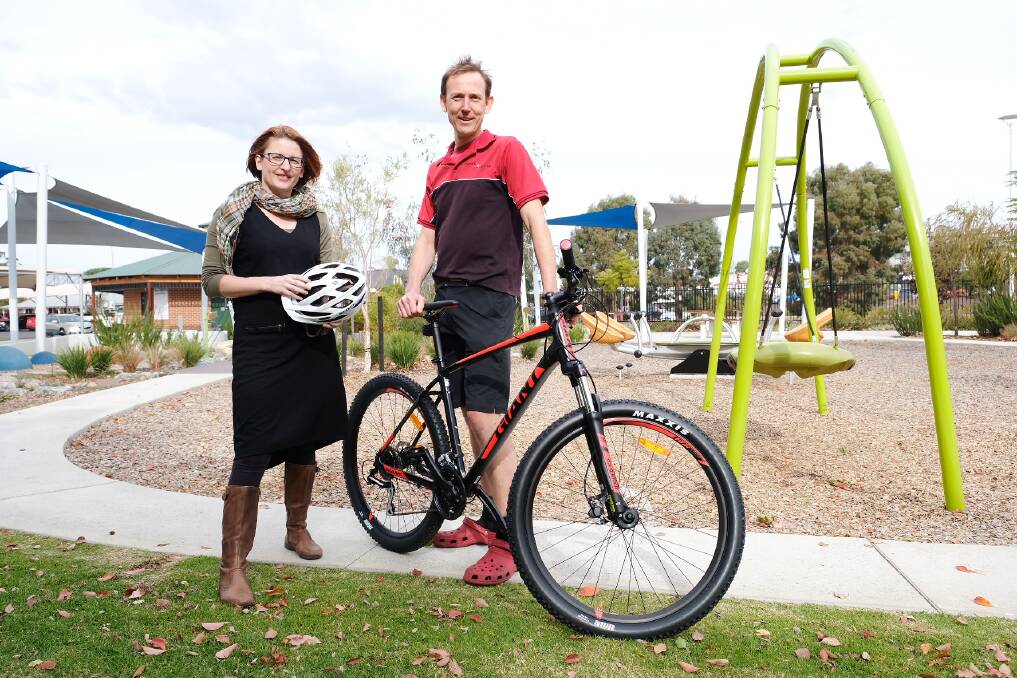 Shire president Sarah Stanley and Erik Mellegers from Crank'n Cycles, who will be providing free bike safety checks at the shire's bike safety event. Photo: Shannon Wood