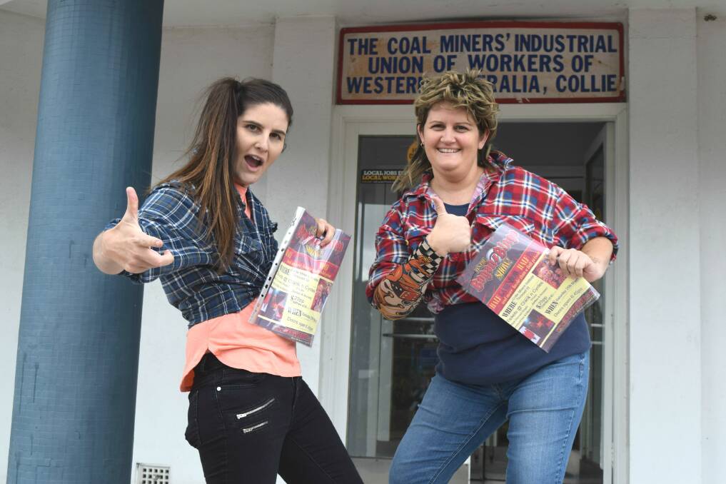 Get your finest Flannos out: Crystle Uren and Cassandra Bertolini from Collie Early Education Inc. in their finest bogan attire  Photo: Shannon Wood. 