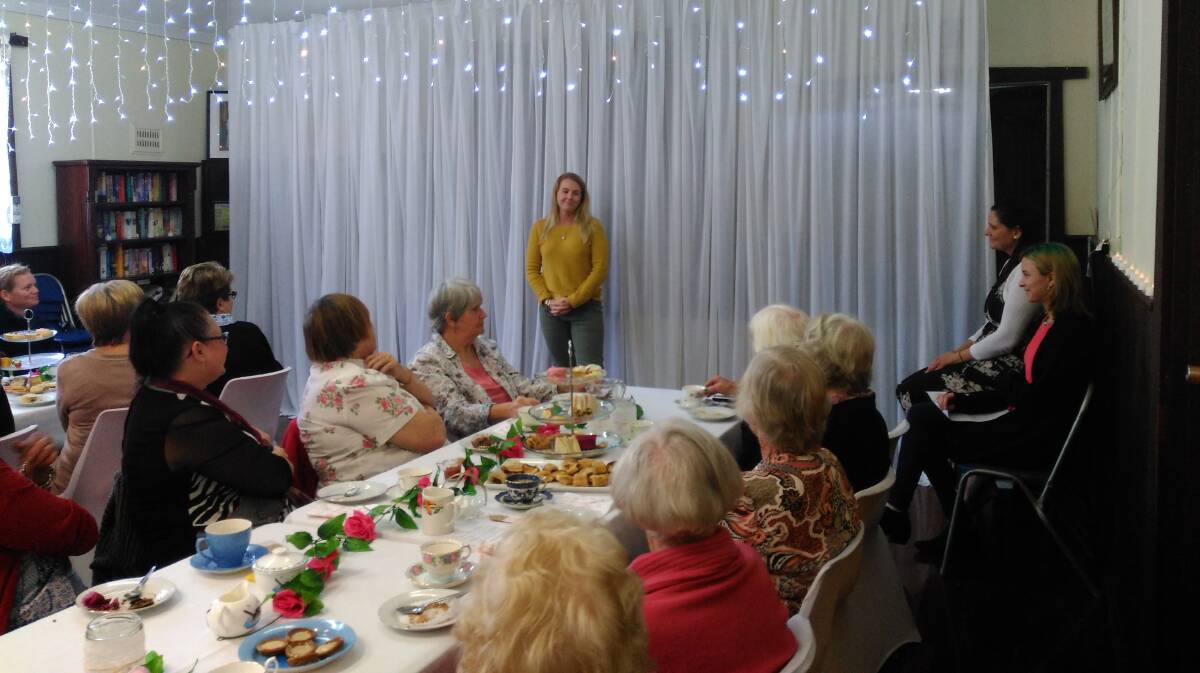 Fundraiser for the youth: YouthCARE chaplain, Stacey Munday addressed the ladies at the high tea fundraising event. Photo: supplied. 