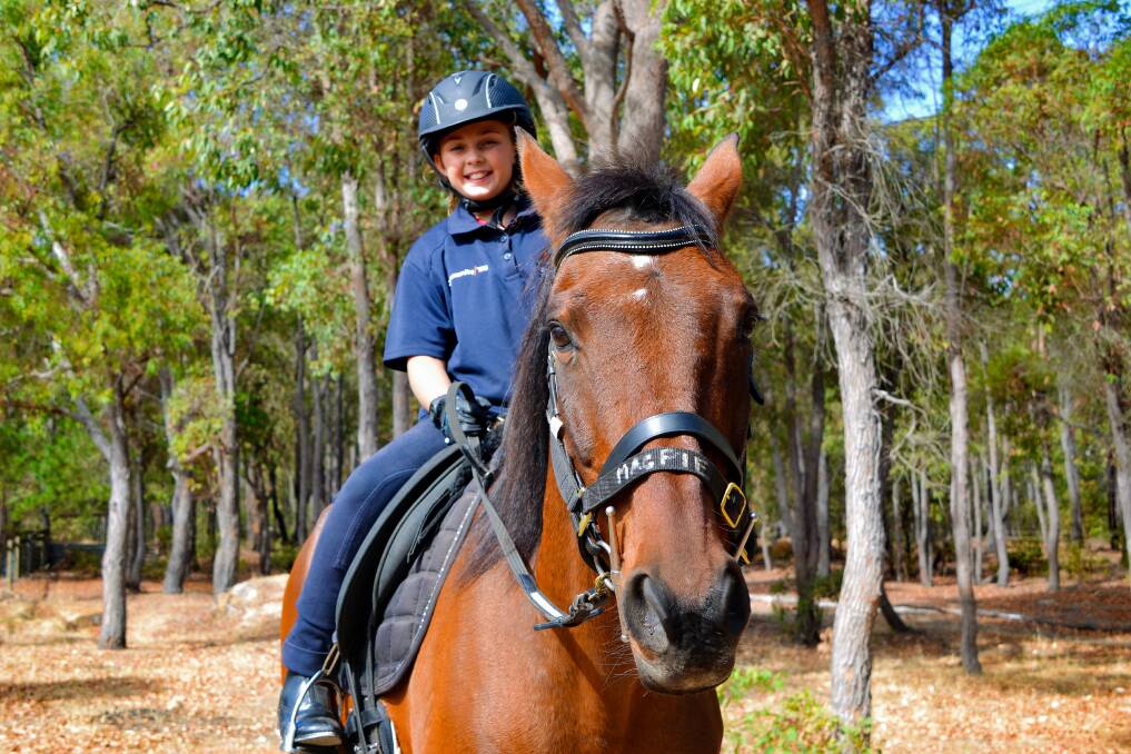 Collie HorsePower participant and volunteer Holly Stewart riding horse Magpie. Photo: Breeanna Tirant 