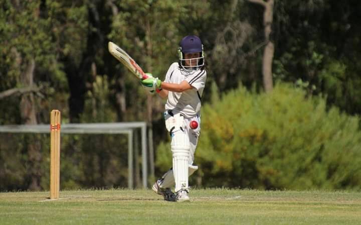 Young star: Heidi Ireland at the crease in her partnership with Adam Worlley. Photo: supplied.