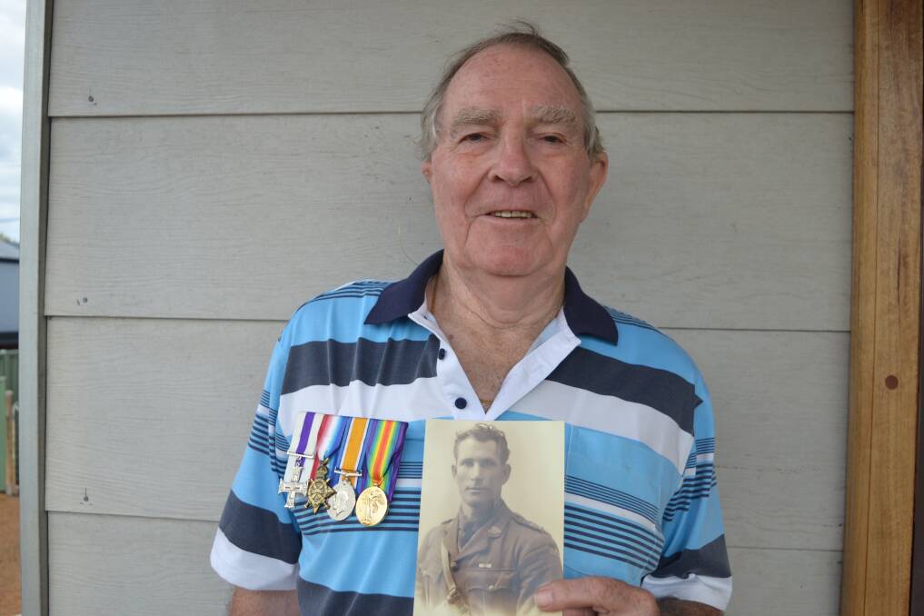 Worn on the right side: Nephew Don Pike wears his uncle Lieutenant George Arthur Lamerton's medals 