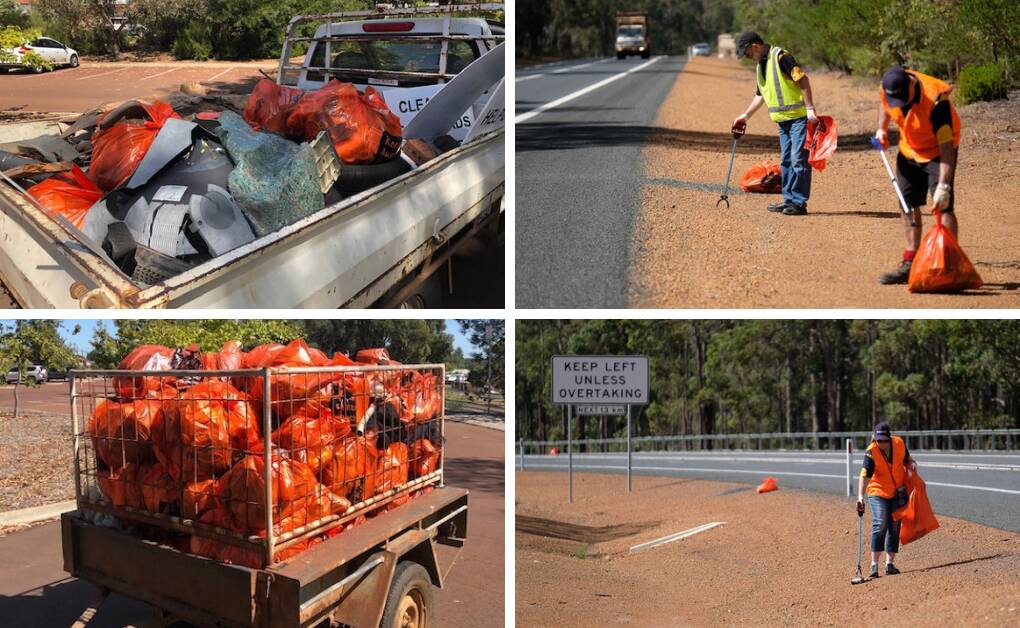 Annual roadside cleanup coordinated by the Rotary Club of Collie at the weekend. Photos: Supplied