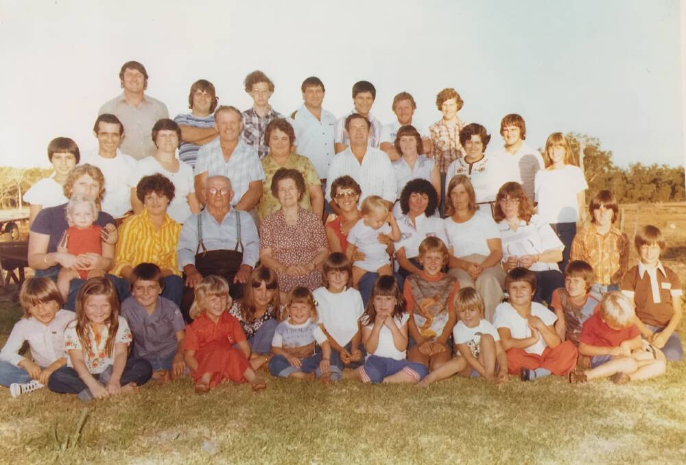 The Piavanini family reunion in 1977 on Livio's farm in Shotts. 
