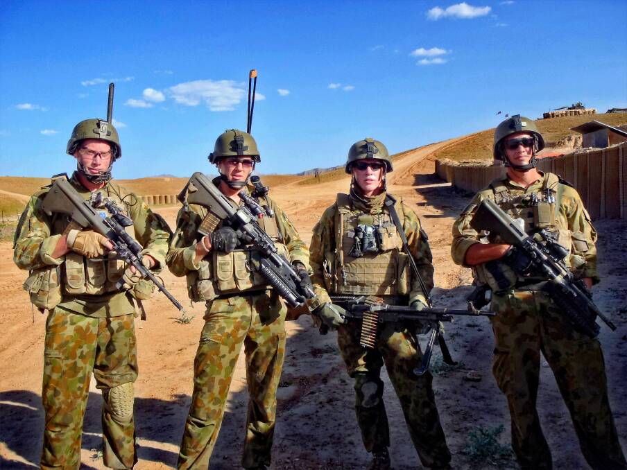 FINISHED PATROL: Dean Williamson, LCPL Mullins, PTE Philp and PTE Blakeman. Photo: supplied.