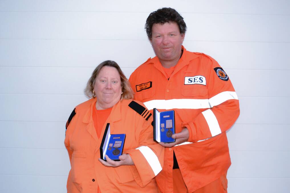 Collie SES couple Peter and Ellen Miles said they were both pleased to have been awarded with the National Service Medal for their 15 years of service. Photo: Breeanna Tirant