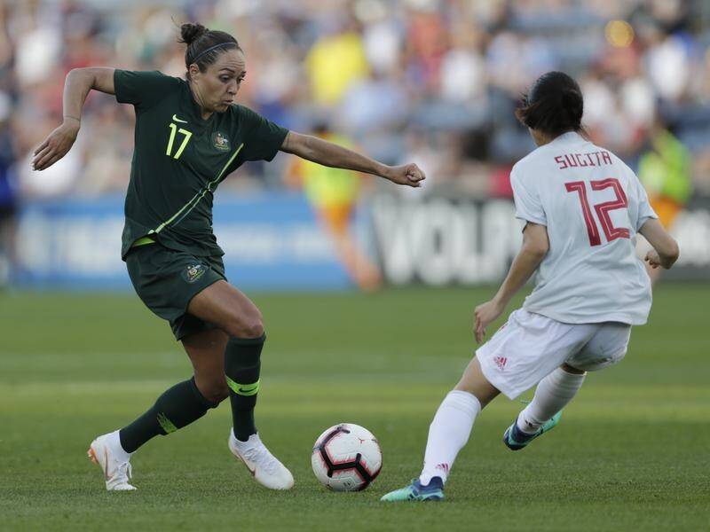 Matildas forward Kyah Simon (L) is hoping to add to her 87 caps in November against Chile.