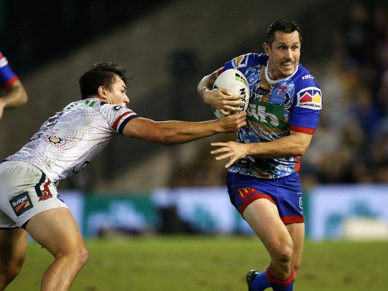 Mitchell Pearce (r) could be set for a NSW Origin recall after Nathan Cleary's ankle injury.