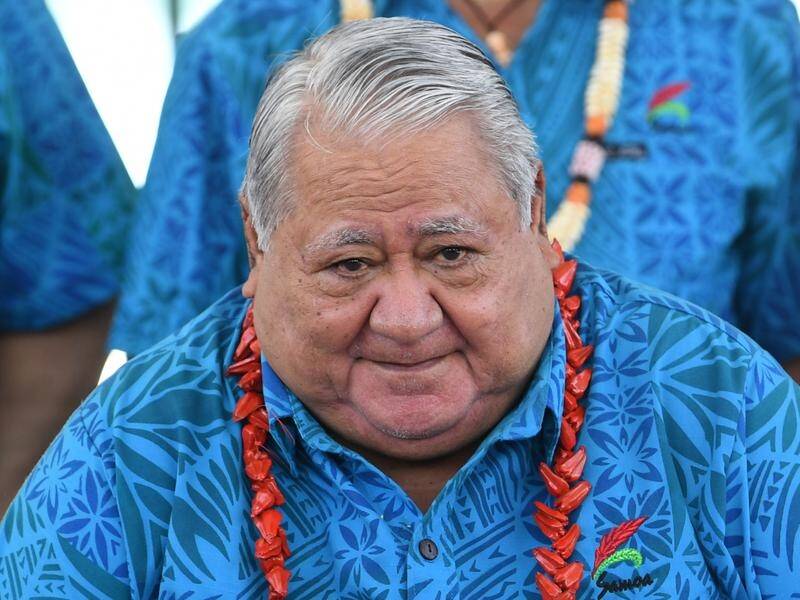 Samoa's Prime Minister Tuilaepa Sailele Malielegaoi was speaking while meat and eggs were thrown.