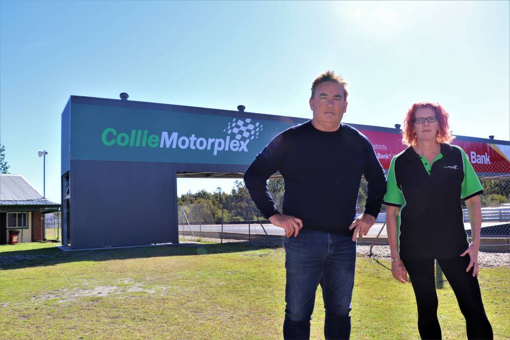 Collie Motorplex: South West Motoring Group board vice chairman Terry Massara and manager Anna Farrell. Photo: Taylar Amonini.