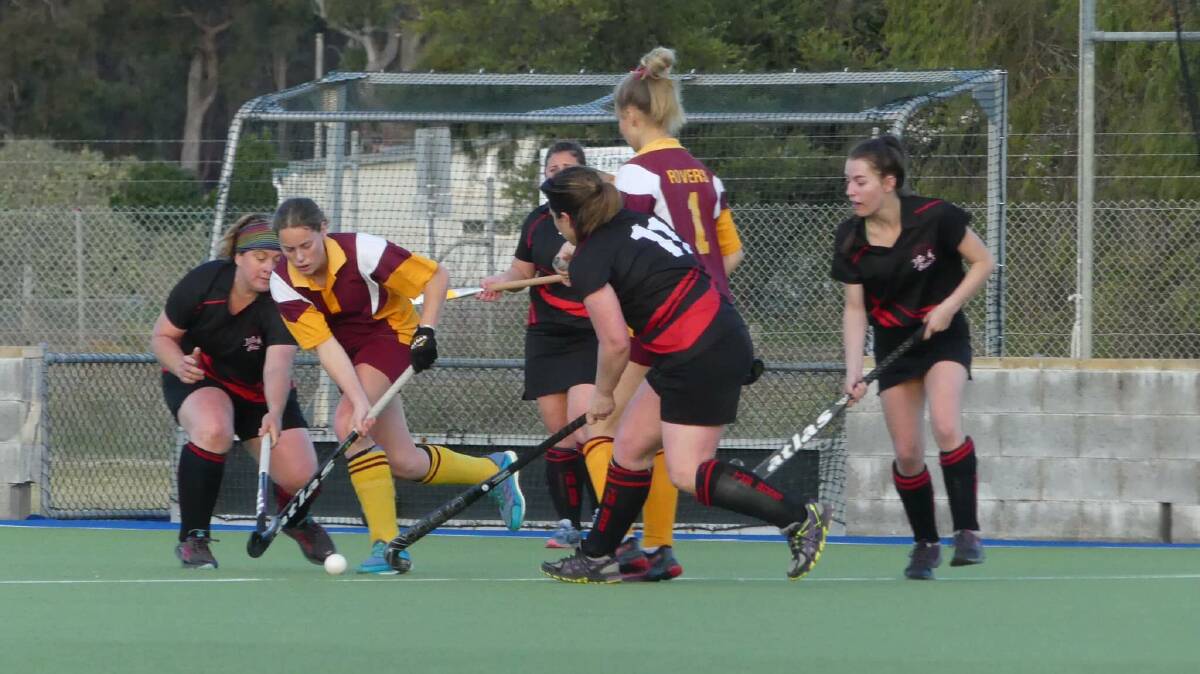 A-grade grand final: Rovers' Belle Ramshaw fighting her way through Amaroo players. Photo: Supplied.
