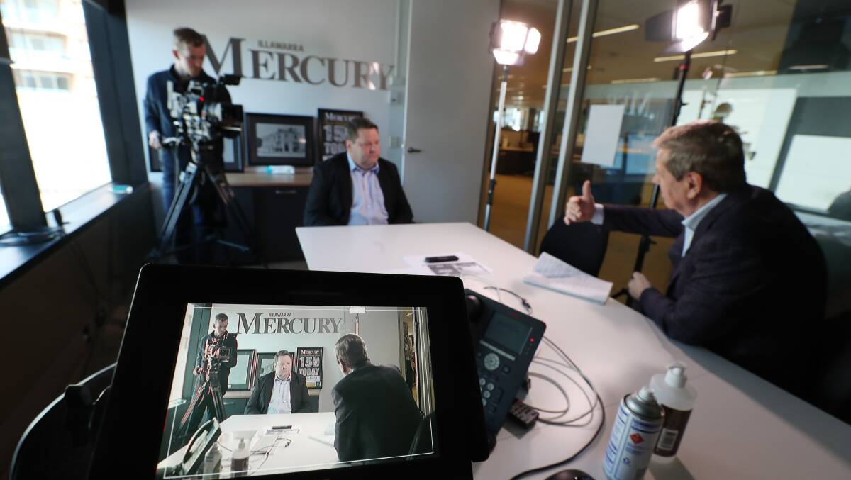 Ray Martin talks to Illawarra Mercury editor Julian O'Brien. Picture: Robert Peet