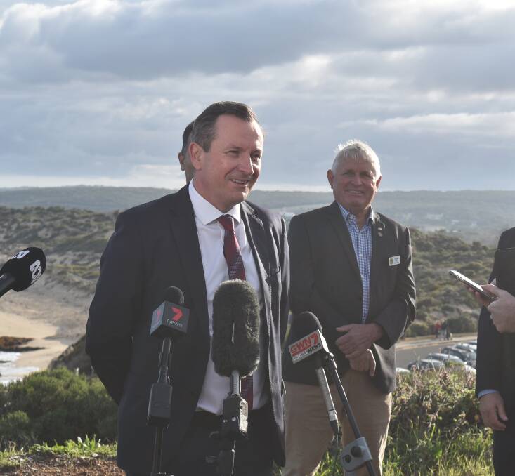 Premier Mark McGowan and Augusta Margaret River Shire President Ian Earl at the announcement on Monday. Photo: Nicky Lefebvre