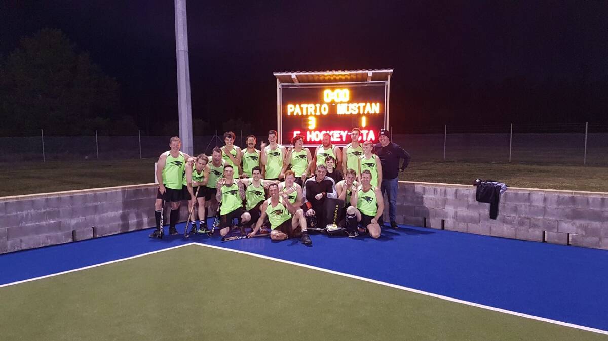 2018 premiers: The Patriots men's hockey team celebrating its grand final win on Saturday, September 15. Photo: supplied.