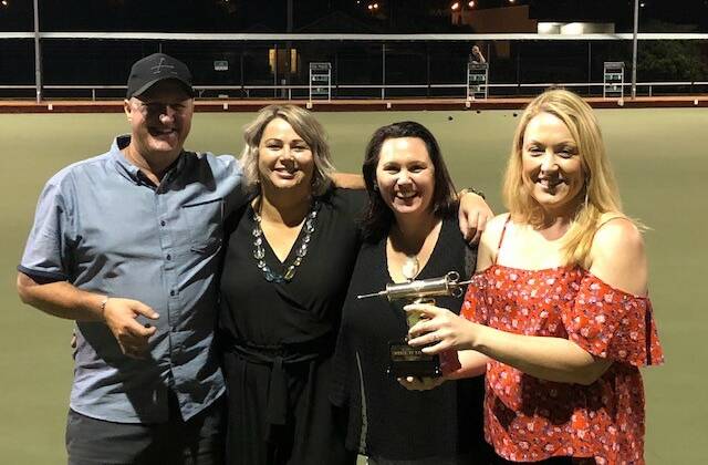 Bowling Club visit: Winners of the trophy, Shane, Trish Stocks, Bronwen Marley and Britt Shaw from the Collie River Valley Medical Group. Photo: supplied.