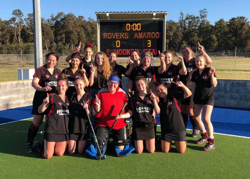 Celebrations: The Amaroo hockey team who are A-grade Premiers for 2018. Photo: supplied.