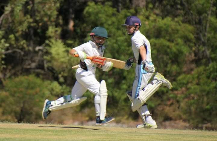 Double trouble: Brothers Adam and Lucas Worlley putting sibling rivalry aside to add runs to Collie's total. Photo: supplied.