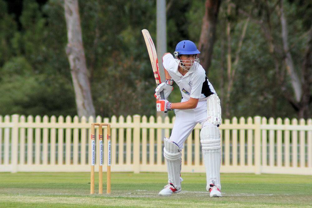 Top batting: Collie opener Jackson Broadbent hitting his first 50. Photo: supplied.