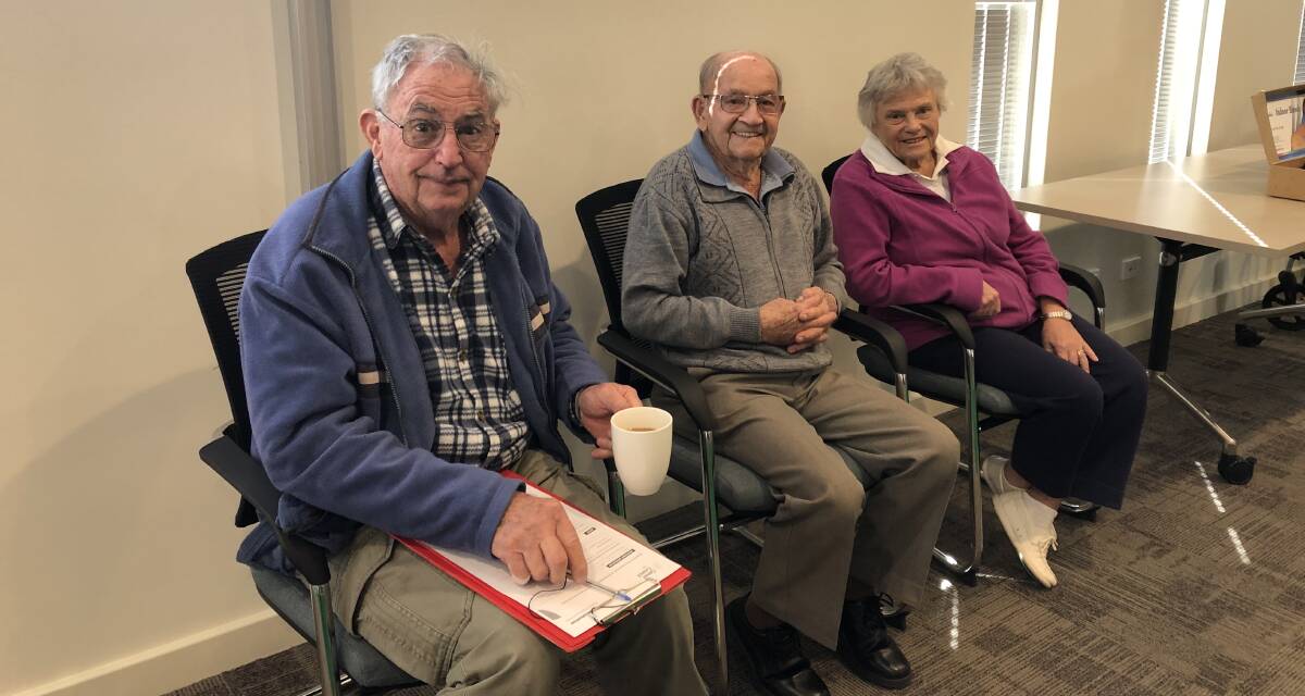 Fun and facts: At the West Arthur CRC's Bowling for Bowels session were Gerry Hartnett and Kevin and Jean Philips. Photo: Supplied.