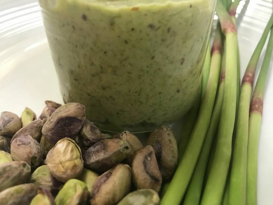 Delicious: Garlic scape pesto. Get the recipe at the end of this article. Photo: Wink Lindsay.