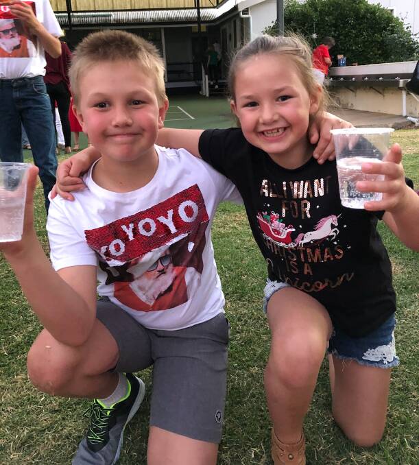 Cheering Christmas: At the Darkan Primary School Christmas Carols were Lucas and Elise Whitaker. Photo: supplied.