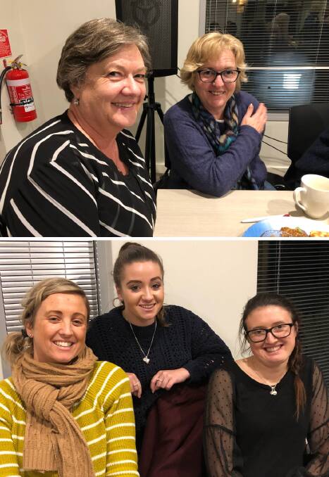 CRC Quiz Night: Winners Sue Duffield and Lehua Chiswell (top); from the Bendigo Bank team, Kristy Harker, Nicole Gesue, Felicity Nelson (bottom). Photos: Supplied.