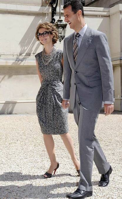 Entertained 'Brangelina' ... Asma al-Assad has been feted in the west for her fashion sense.