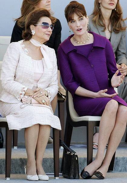 Question marks ... Suzanne Mubarak with French first lady Carla Bruni-Sarkozy in July.